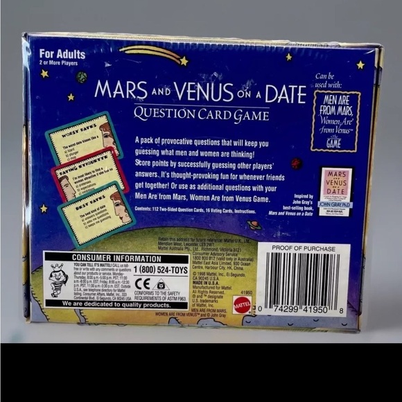 Mars and Venus on a Date Vintage Question Card Game For Adults  New Sealed 1998 - Picture 2 of 2